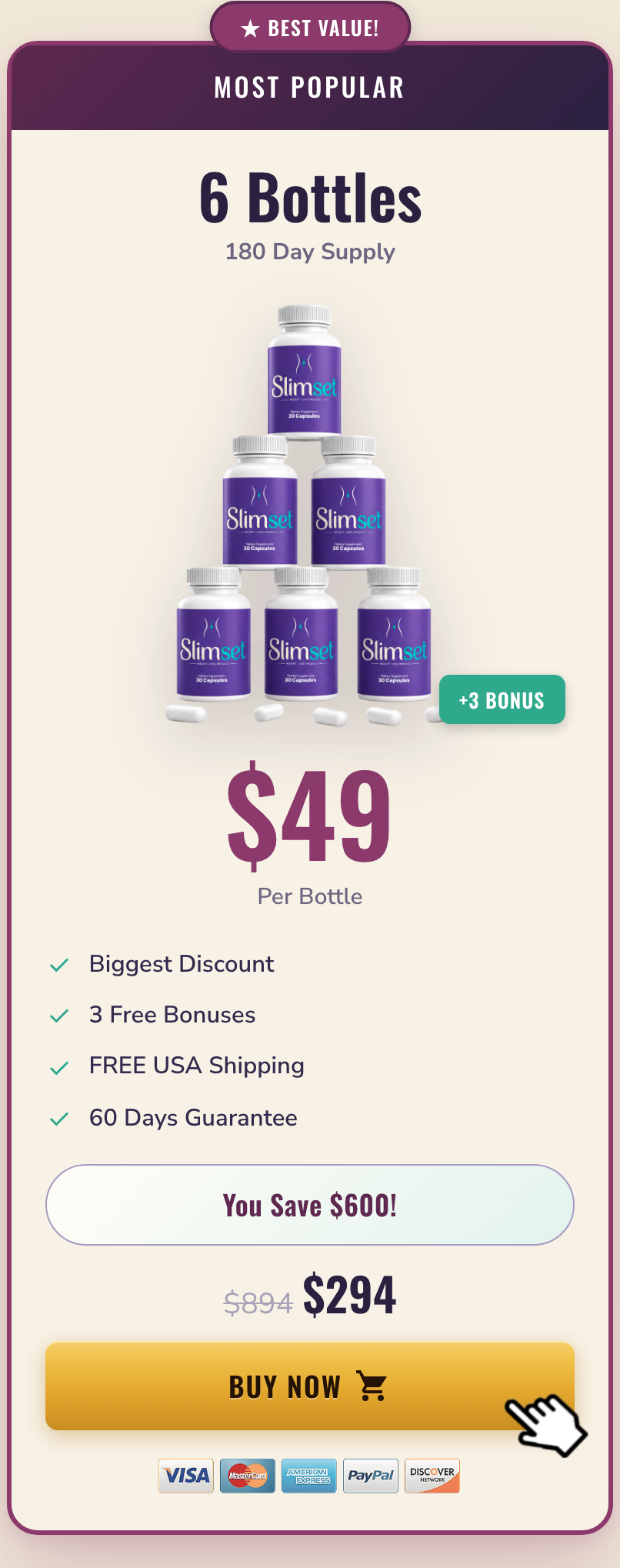 Slimset 180 day supply